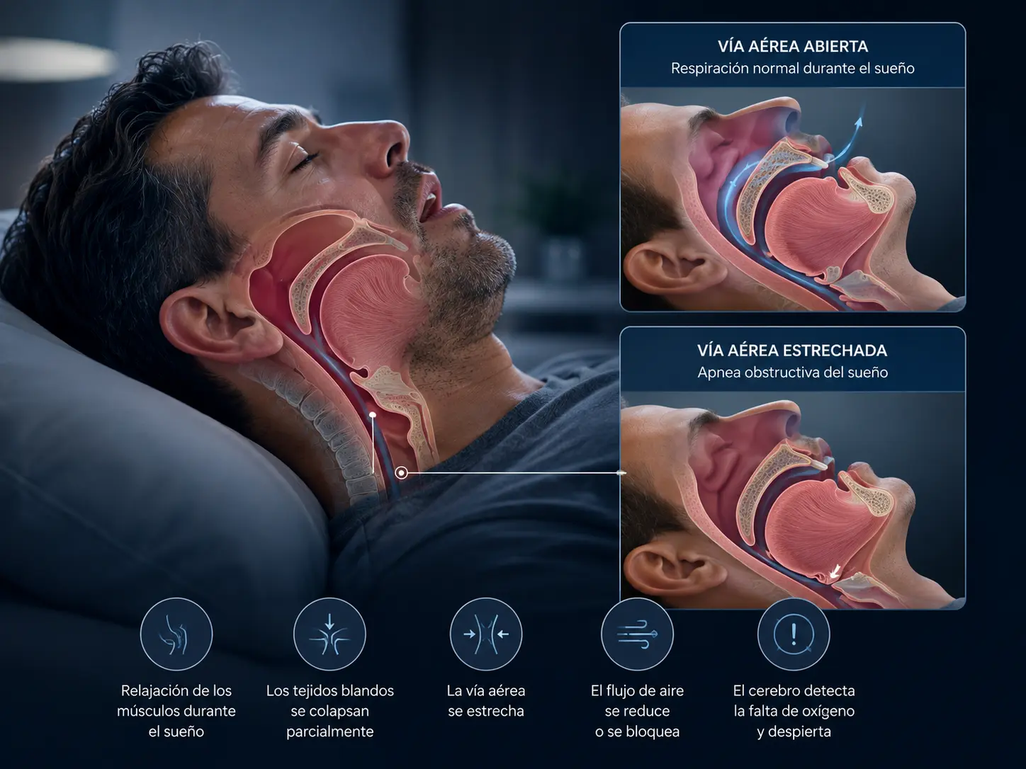 Opciones de tratamiento para apnea del sueño: CPAP, dispositivos orales e higiene del sueño
